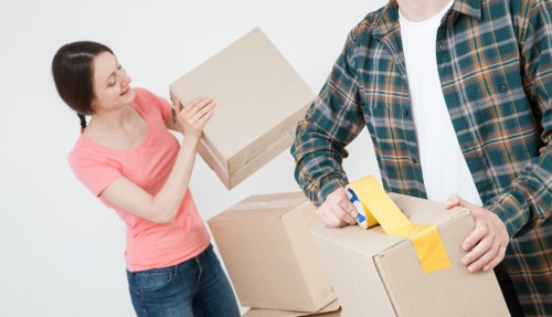 Prepared boxes and household items for a move from Lower Clapton