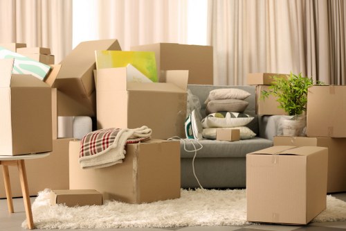 Packed household items ready for transport during a Lower Clapton house move