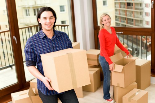 Packed boxes and furniture ready for domestic removals